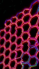 Poster - dynamic hexagonal shapes illuminated in neon green create an eye-catching design element. perfect fo