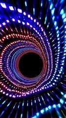 Wall Mural - An immersive tunnel of colorful lights spirals inward, creating a captivating visual effect perfect for enhancing multimedia content or creative design projects.