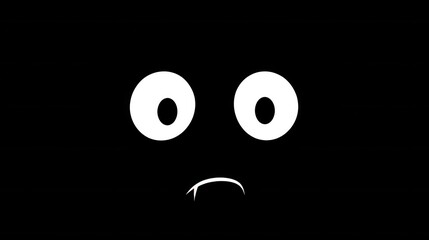 Aufkleber - Fearful expression of a minimalist dark face with wide eyes creating an eerie atmosphere in monochrome hues