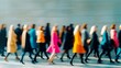 © IRStone - Women are walking in city in colourful summer dresses, abstract art with soft motion and blur effect, postmodernism style