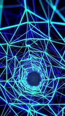 Wall Mural - A captivating visual of intricate blue lines forming a tunnel effect, ideal for backgrounds and innovative designs. Perfect for technology-themed creative work.