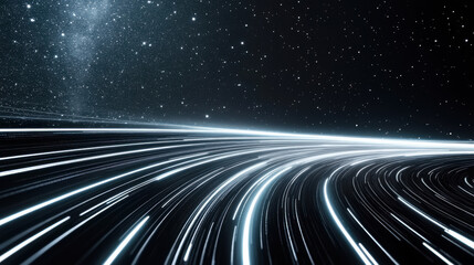 Wall Mural - Celestial trails against starry night sky - futuristic cosmic design for creative projects