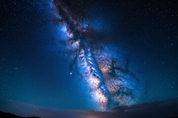 milky in the sky with a bright light shining from the center