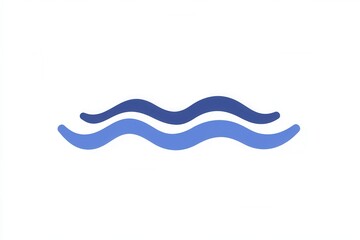 Aufkleber - Simple minimalist icon of a wavy blue line symbolizing calmness in an abstract artistic style set against a clean background