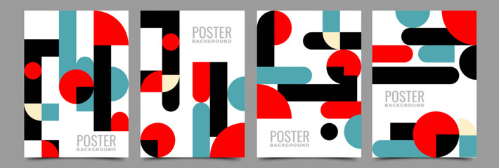 Wall Mural - set of geometric shape style cover design template