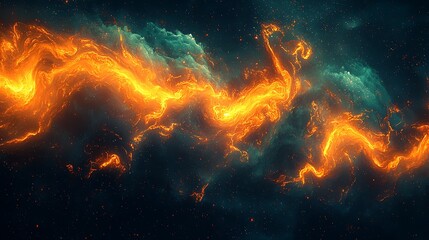 abstract cosmic nebula orange teal swirling energy space art