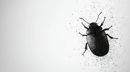 Wall Mural -   A monochrome picture of an insect on a white canvas with a droplet of water in the background