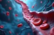 © Vadym - Red blood cells flow through artery. Arterial blood stream with health biology anatomy, physiology under microscopic view. Microbiology science of medical treatment, vein circulation, pressure level,