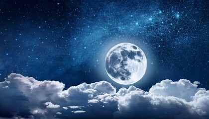 Wall Mural - full moon with starry and clouds background romantic night