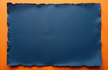 craft navy blue paper texture background with orange border. macro structure of ultramarine cardboar