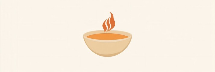 Fototapete - Cozy soup bowl logo featuring warm orange and beige tones with steam rising, perfect for a comforting meal branding
