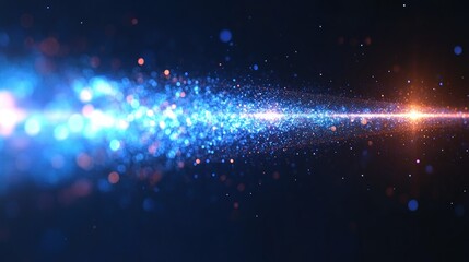 Wall Mural - Blue-orange light streak, dark space, bokeh, abstract, digital art, website banner