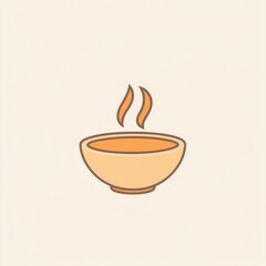Fototapete - Cozy soup bowl logo design featuring steaming hot soup in warm orange and beige tones for inviting branding