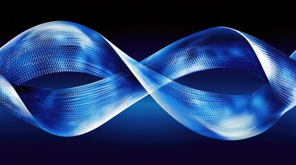 Poster - abstract blue wavy lines on dark background for graphic design, web, technology and science concepts