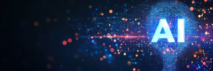 Wall Mural - visual representation of ai technology with glowing lights and digital effects