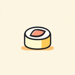 Poster - Flat sushi roll icon depicting Japanese cuisine with clean minimal design in pastel tones suitable for branding and marketing materials