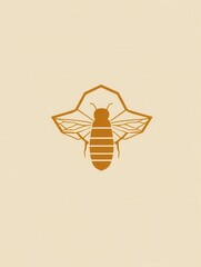 Poster - Minimalist honeycomb logo featuring golden honey shades designed for modern natural branding