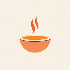 Fototapete - Cozy soup bowl logo design featuring warm orange and beige tones with steaming hot contents ideal for food branding