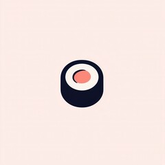 Poster - Flat sushi roll icon representing Japanese cuisine with clean minimal style and pastel tones for food branding and marketing purposes