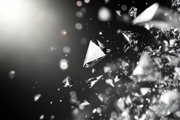 Wall Mural - shattered diamonds exploding in dark space