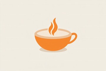 Fototapete - Cozy soup bowl logo with warm orange and beige tones and steaming design perfect for inviting branding and comforting dining experiences