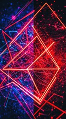Poster - abstract polygonal shape and dots on a red and blue background for website banners