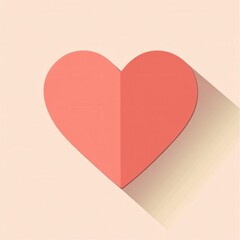 Aufkleber - Minimalist heart icon design with warm pink tones and soft shadows in flat style perfect for expressing love and affection
