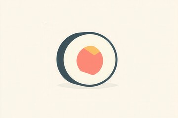 Poster - Flat sushi roll icon showcasing Japanese culinary art in clean minimal design with pastel tones for branding and modern aesthetics