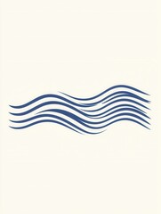 Leinwandbilder - Wavy blue line icon representing calmness in a minimalist abstract style evoking tranquility in design