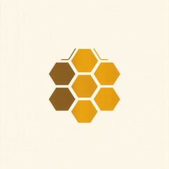 Poster - Minimalist honeycomb logo featuring golden shades reflecting natural aesthetic in a modern design concept