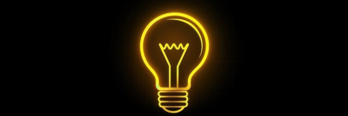 Aufkleber - Minimalist glowing light bulb design with bright yellow highlights showcasing a clean style for modern graphics and creative projects