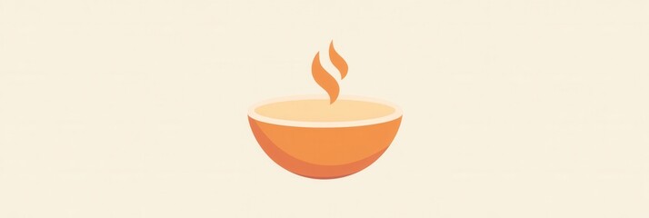 Fototapete - Cozy soup bowl logo featuring warm orange and beige tones with a steaming design inviting comfort and warmth