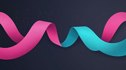 Wall Mural - Abstract Pink and Teal Ribbon Design