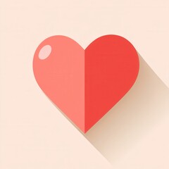 Aufkleber - Minimalist heart icon with soft shadows in warm pink tones designed for modern aesthetics and digital applications