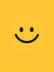 Fototapete - Smiling face icon in bright yellow color representing joy and positivity in flat design style suitable for various applications