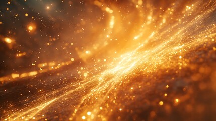 Leinwandbilder - Mesmerizing abstract background of golden sparkling particles flowing through space with depth : Generative AI