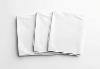 Leinwandbilder - A stack of blank white sheets of paper arranged neatly on a light background : Generative AI