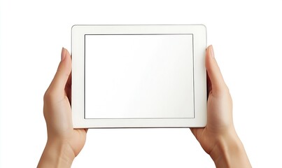 Fototapete - Hands holding a blank tablet showcasing modern technology in a minimalist style : Generative AI