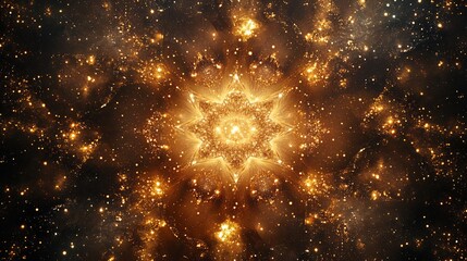 Aufkleber - Dazzling cosmic explosion featuring intricate patterns of sparkling stars and golden hues in a mesmerizing galaxy scene : Generative AI