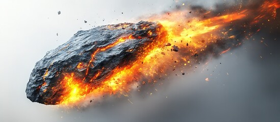 Leinwandbilder - A dramatic depiction of a fiery meteor rock soaring through the atmosphere leaving a trail of flames : Generative AI