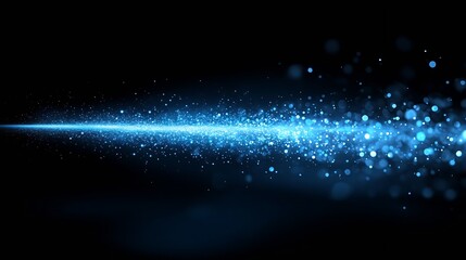 Fototapete - Dynamic blue light particles creating a stunning trail or streak effect against a dark backdrop for visual impact : Generative AI