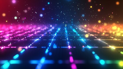 Poster - Captivating colorful abstract digital background with vibrant lights and sparkles : Generative AI