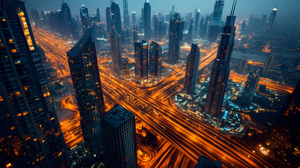 Wall Mural - breathtaking aerial sheikh zayed roads