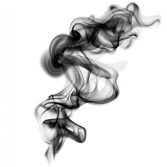 Poster - Fluid black smoke twisting gracefully in the air with a soft aesthetic against a clear background : Generative AI