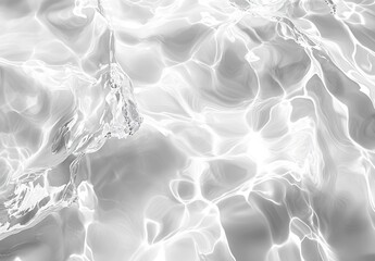 Fototapete - Intriguing Black and White Water Surface With Waves and Light Reflections : Generative AI