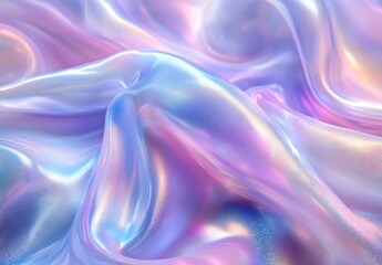 Poster - Glimmering Soft Fabrics Flowing with Iridescent Colors and Smooth Textures : Generative AI