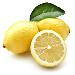 Poster - Fresh ripe lemons with green leaves showcasing vibrant color and natural freshness : Generative AI