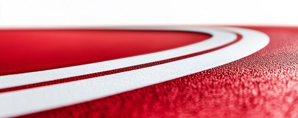 Fototapete - Close up view of a smooth red surface with elegant white curves creating a modern artistic design : Generative AI