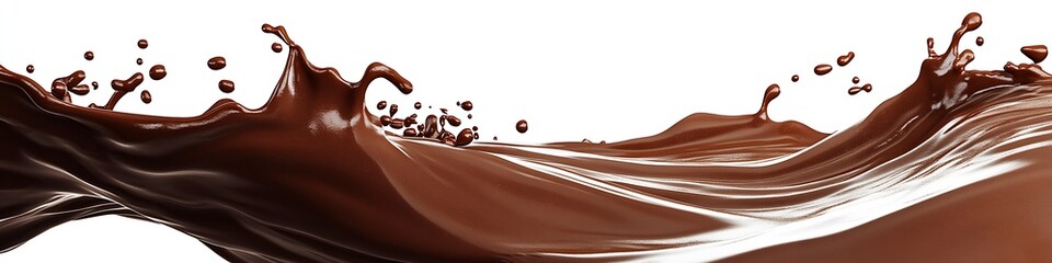 Aufkleber - Rich chocolate liquid splashing and swirling creating a dynamic and tantalizing dessert background : Generative AI