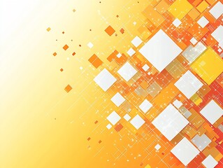 Poster - Futuristic Background with Geometric Squares in Shades of Orange and White : Generative AI